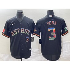 Men's Nike Houston Astros #3 Jeremy Pena Black Color Stitche Cool Base Stitched Jersey