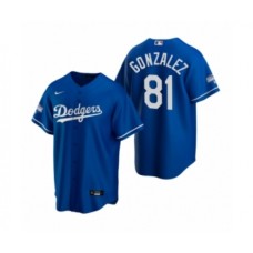 Men's Los Angeles Dodgers #81 Victor Gonzalez Royal 2020 World Series Champions Replica Stitched Jersey