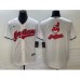 Men's Cleveland Guardians White Team Big Logo Cool Base Stitched Jersey