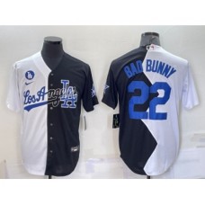 Men's Los Angeles Dodgers #22 Bad Bunny White Black 2022 Celebrity Softball Game Cool Base Stitched Jersey