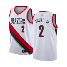 Men's Portland Trail Blazers #2 Gary Trent Jr. Authentic White Basketball Jersey - Association Edition