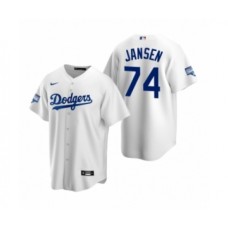 Men's Los Angeles Dodgers #74 Kenley Jansen White 2020 World Series Champions Replica Stitched Jersey