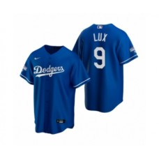 Men's Los Angeles Dodgers #9 Gavin Lux Royal 2020 World Series Champions Replica Stitched Jersey