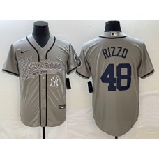 Men's New York Yankees #48 Anthony Rizzo Gray Cool Base Stitched Baseball Jersey