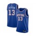 Men's New York Knicks #13 Mark Jackson Authentic Blue Basketball Stitched Jersey - Statement Edition