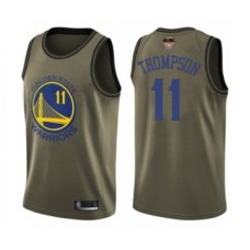 Men's Golden State Warriors #11 Klay Thompson Swingman Green Salute to Service 2019 Basketball Finals Bound Basketball Jersey