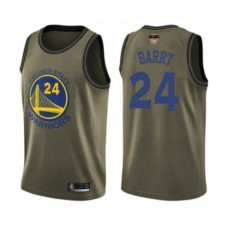 Men's Golden State Warriors #24 Rick Barry Swingman Green Salute to Service 2019 Basketball Finals Bound Basketball Jersey