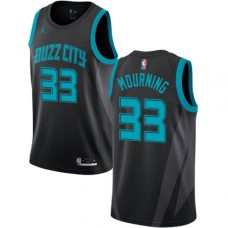 Men's Nike Jordan Charlotte Hornets #33 Alonzo Mourning Swingman Black NBA Jersey - 2018 19 City Edition