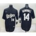 Men's Los Angeles Dodgers #14 Enrique Hernandez Number Black Turn Back The Clock Stitched Cool Base Jersey