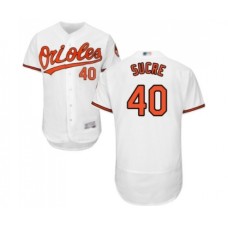 Men's Baltimore Orioles #40 Jesus Sucre White Home Flex Base Authentic Collection Baseball Jersey