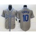 Men's Los Angeles Dodgers #10 Justin Turner Grey Cool Base Stitched Baseball Jersey