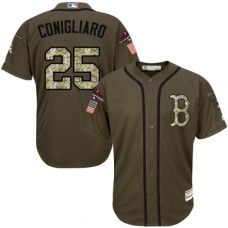 Men's Majestic Boston Red Sox #25 Tony Conigliaro Authentic Green Salute to Service 2018 World Series Champions MLB Jersey