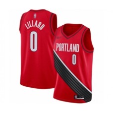 Men's Portland Trail Blazers #0 Damian Lillard Authentic Red Finished Basketball Stitched Jersey - Statement Edition