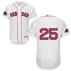 Men's Majestic Boston Red Sox #25 Tony Conigliaro White Home Flex Base Authentic Collection 2018 World Series Champions MLB Jersey