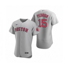 Men's Boston Red Sox #15 Dustin Pedroia Nike Gray Authentic Road Stitched Jersey