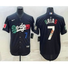 Men's Los Angeles Dodgers #7 Julio Urias Number Black Mexico 2020 World Series Cool Base Nike Stitched Jersey