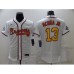 Men's Atlanta Braves #13 Ronald Acuna Jr. 2021 White Gold World Series Champions Stitched Jersey