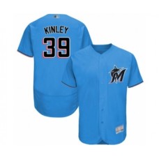 Men's Miami Marlins #39 Tyler Kinley Blue Alternate Flex Base Authentic Collection Baseball Player Stitched Jersey