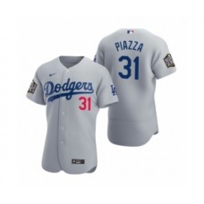 Men's Los Angeles Dodgers #31 Mike Piazza Nike Gray 2020 World Series Authentic Stitched Jersey