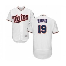 Men's Minnesota Twins #19 Ryne Harper White Home Flex Base Authentic Collection Baseball Player Stitched Jersey