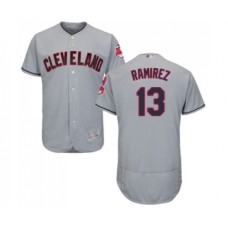 Men's Cleveland Indians #13 Hanley Ramirez Grey Road Flex Base Authentic Collection Baseball Jersey