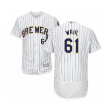 Men's Milwaukee Brewers #61 Bobby Wahl White Home Flex Base Authentic Collection Baseball Player Stitched Jersey