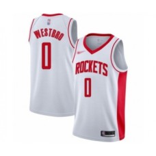 Men's Houston Rockets #0 Russell Westbrook Authentic White Finished Basketball Stitched Jersey - Association Edition