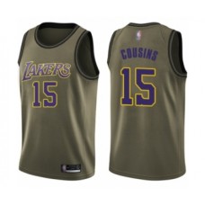 Men's Los Angeles Lakers #15 DeMarcus Cousins Swingman Green Salute to Service Basketball Jersey