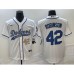 Men's Los Angeles Dodgers #42 Jackie Robinson Number White Cool Base Stitched Baseball Jersey