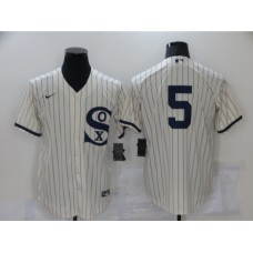 Men's Chicago White Sox #5 Yolmer Sanchez Cream Game 2021 Field of Dreams Stitched Jersey