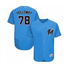 Men's Miami Marlins #78 Jordan Holloway Blue Alternate Flex Base Authentic Collection Baseball Player Stitched Jersey