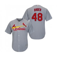 Men's St. Louis Cardinals #48 Harrison Bader Replica Grey Road Cool Base Baseball Jersey