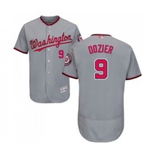 Men's Washington Nationals #9 Brian Dozier Grey Road Flex Base Authentic Collection Baseball Jersey