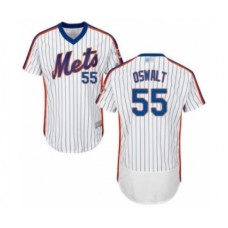 Men's New York Mets #55 Corey Oswalt White Alternate Flex Base Authentic Collection Baseball Player Stitched Jersey