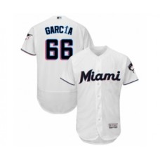 Men's Miami Marlins #66 Jarlin Garcia White Home Flex Base Authentic Collection Baseball Player Stitched Jersey