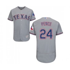 Men's Texas Rangers #24 Hunter Pence Grey Road Flex Base Authentic Collection Baseball Jersey