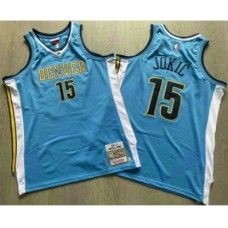 Men's Denver Nuggets #15 Nikola Jokic Blue Hardwood Classics Soul AU Stitched Throwback Jersey