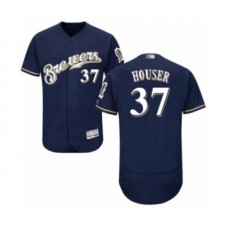 Men's Milwaukee Brewers #37 Adrian Houser Navy Blue Alternate Flex Base Authentic Collection Baseball Player Stitched Jersey