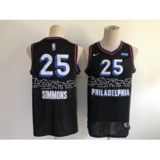 Men's Philadelphia 76ers #25 Ben Simmons Nike Black 2020-21 Swingman Stitched Jersey