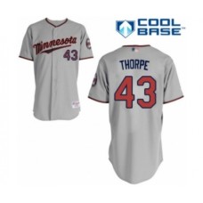 Men's Minnesota Twins #43 Lewis Thorpe Authentic Grey Road Cool Base Baseball Player Stitched Jersey