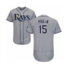 Men's Tampa Bay Rays #15 Emilio Pagan Grey Road Flex Base Authentic Collection Baseball Player Stitched Jersey