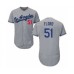 Men's Los Angeles Dodgers #51 Dylan Floro Grey Road Flex Base Authentic Collection Baseball Player Stitched Jersey