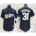 Men's Los Angeles Dodgers #31 Max Scherzer Black Turn Back The Clock Stitched Cool Base Jersey