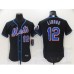 Men's Nike New York Mets #12 Francisco Lindor Black Elite Stitched Jersey