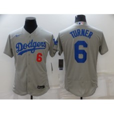 Men's Nike Los Angeles Dodgers #6 Trea Turner Gray Elite Stitched Jersey