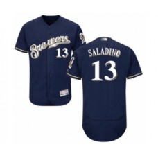 Men's Milwaukee Brewers #13 Tyler Saladino Navy Blue Alternate Flex Base Authentic Collection Baseball Player Stitched Jersey