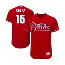 Men's Philadelphia Phillies #15 Andrew Knapp Red Alternate Flex Base Authentic Collection Baseball Player Stitched Jersey