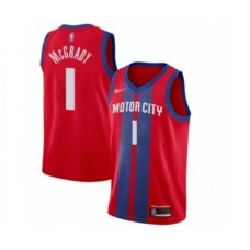 Men's Detroit Pistons #1 Tracy McGrady Swingman Red Basketball Stitched Jersey - 2019 20 City Edition