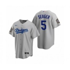 Men's Los Angeles Dodgers #5 Corey Seager Gray 2020 World Series Replica Stitched Jersey