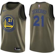 Men's Nike Golden State Warriors #21 Jonas Jerebko Green NBA Swingman Salute to Service Jersey